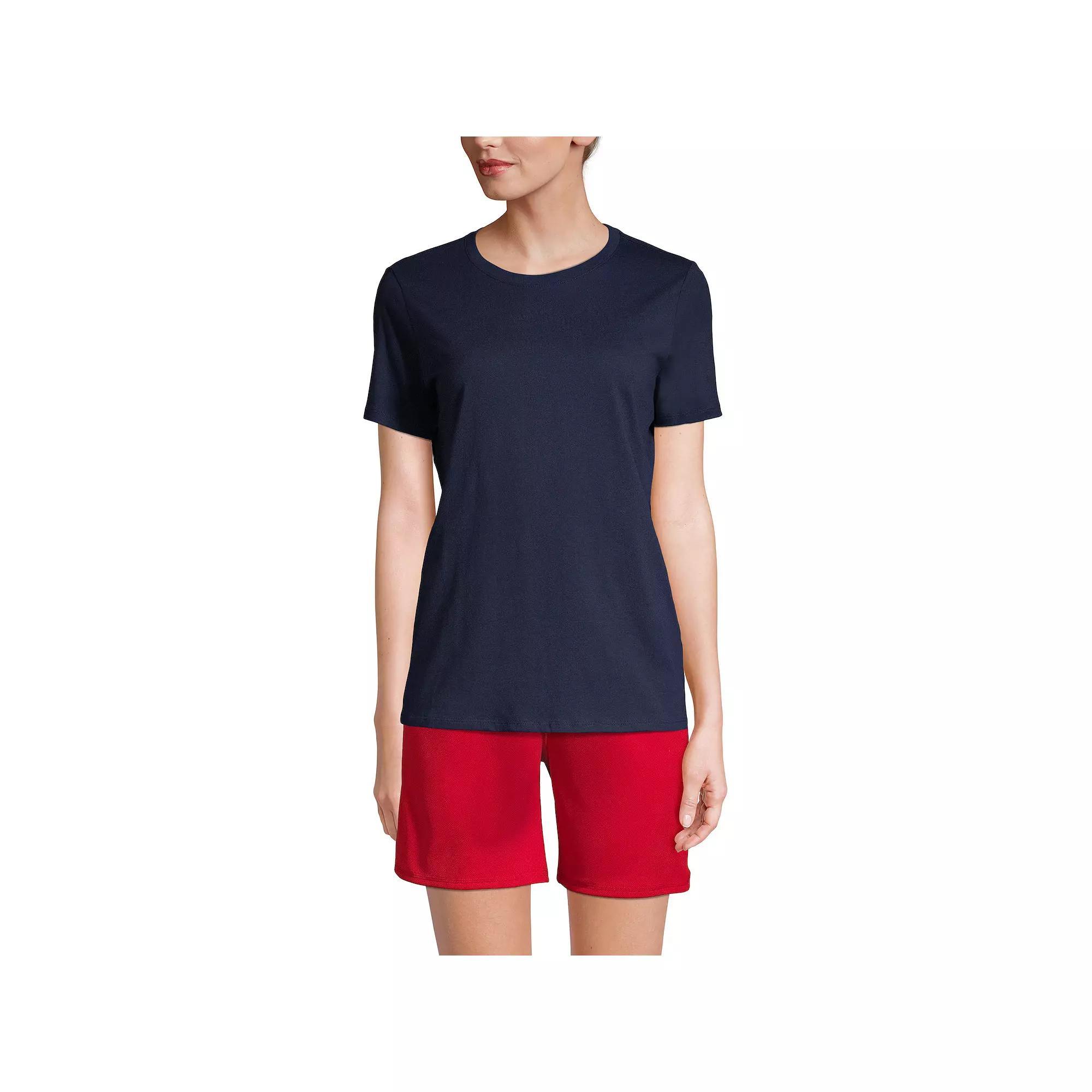 Women's Lands' End Short Sleeve Essential Tee, Size: Medium, Gray Grey Product Image