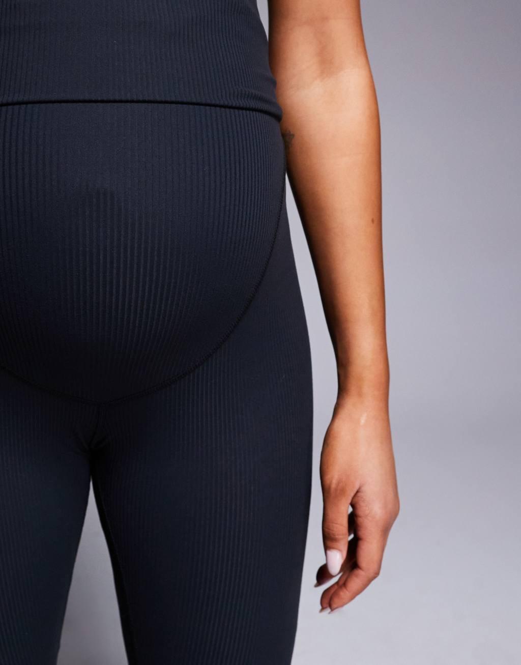 4505 Maternity soft touch rib high waist gym legging in black  Product Image