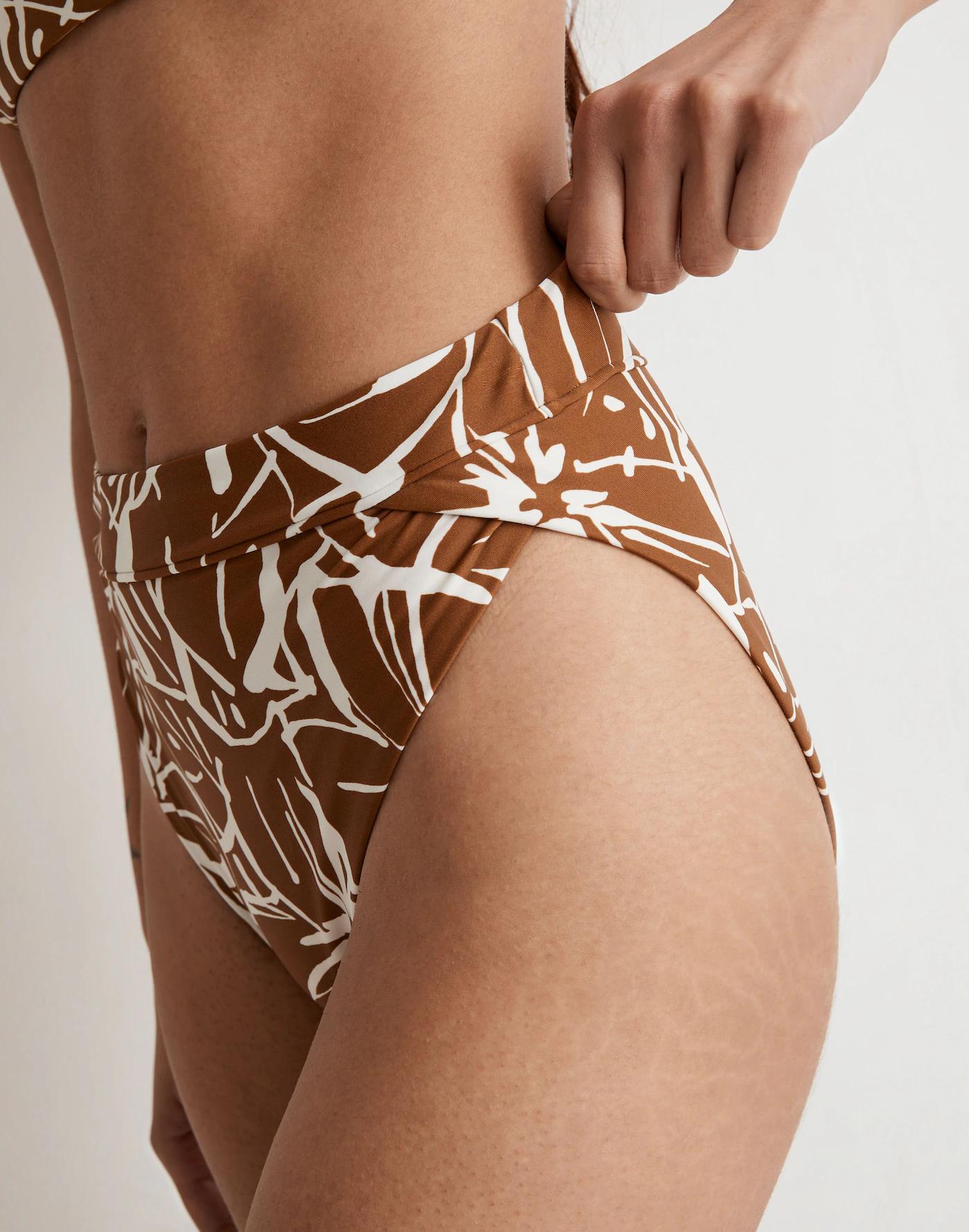 High-Rise Crossover Bikini Bottom in Abstract Flora Product Image