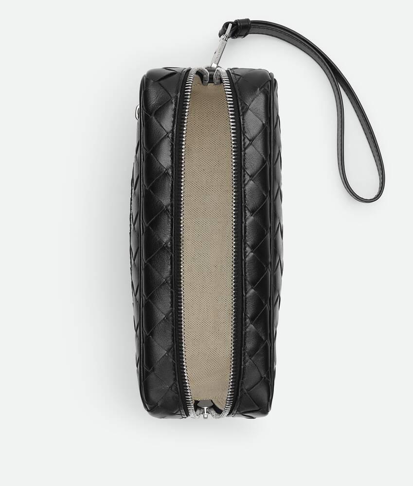 Men's Intrecciato Small Pouch With Wristlet in Black Product Image