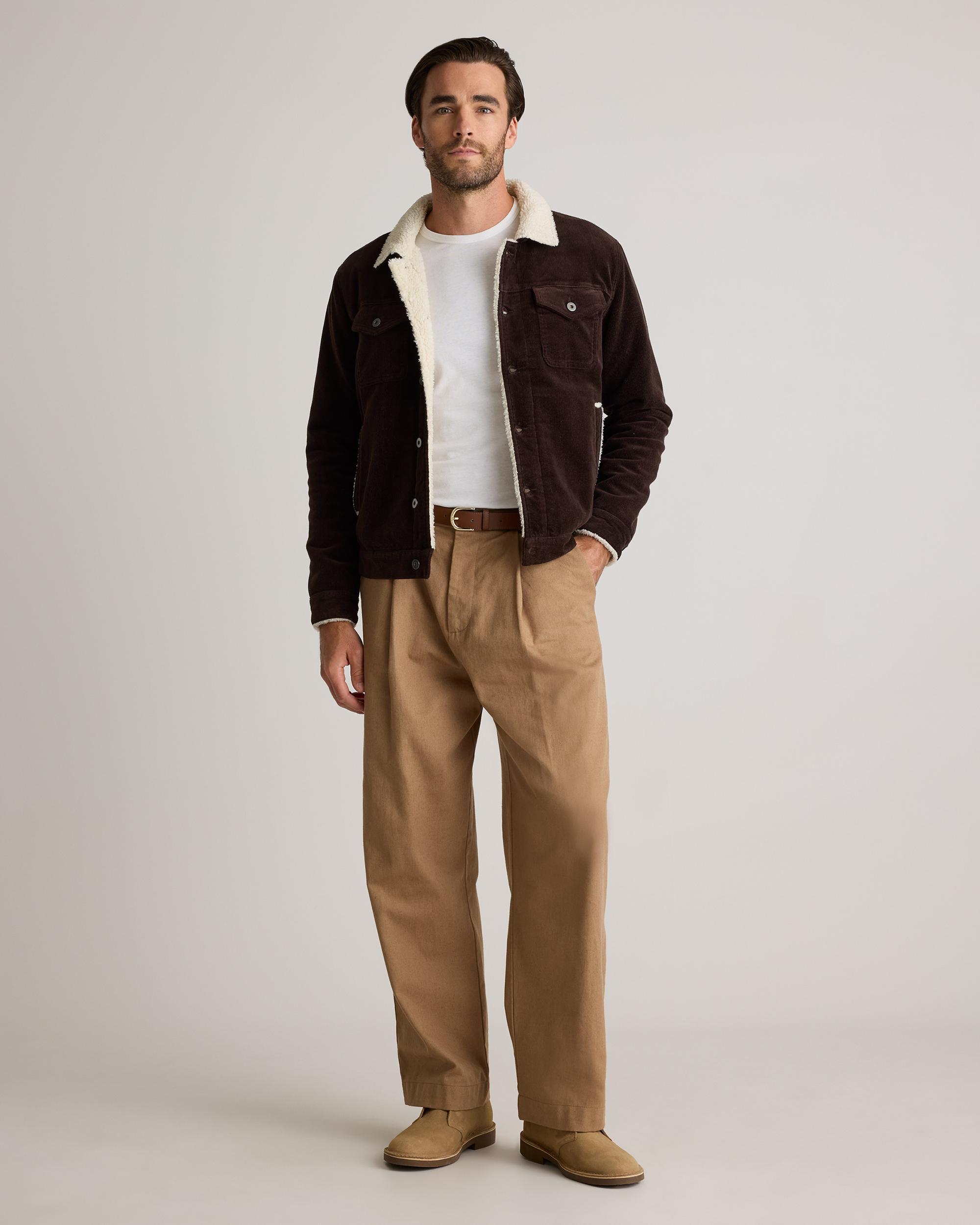 Quince | Men's Organic Stretch Corduroy Sherpa-Lined Trucker Jacket 100% Polyester Product Image