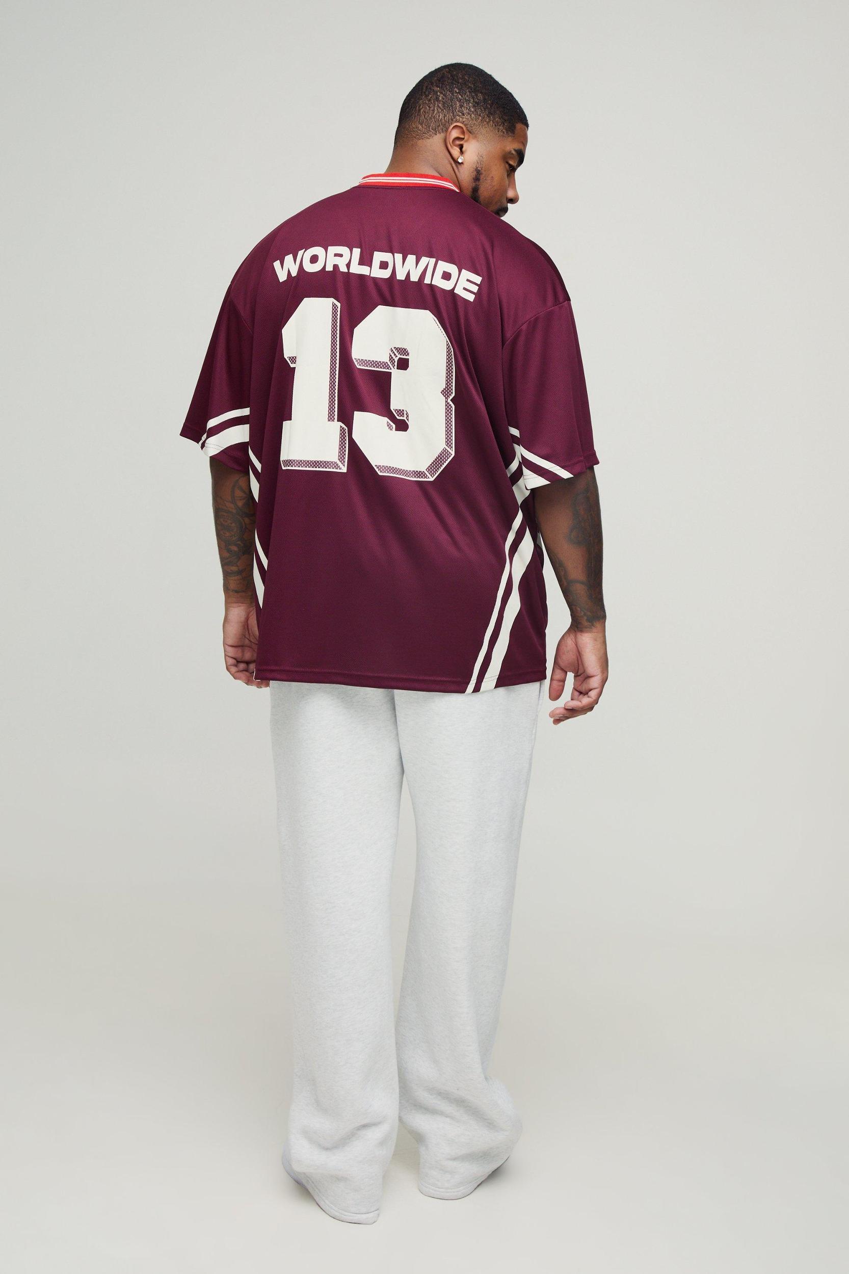 Plus Official Oversized Mesh Football T-shirt | boohooMAN USA Product Image