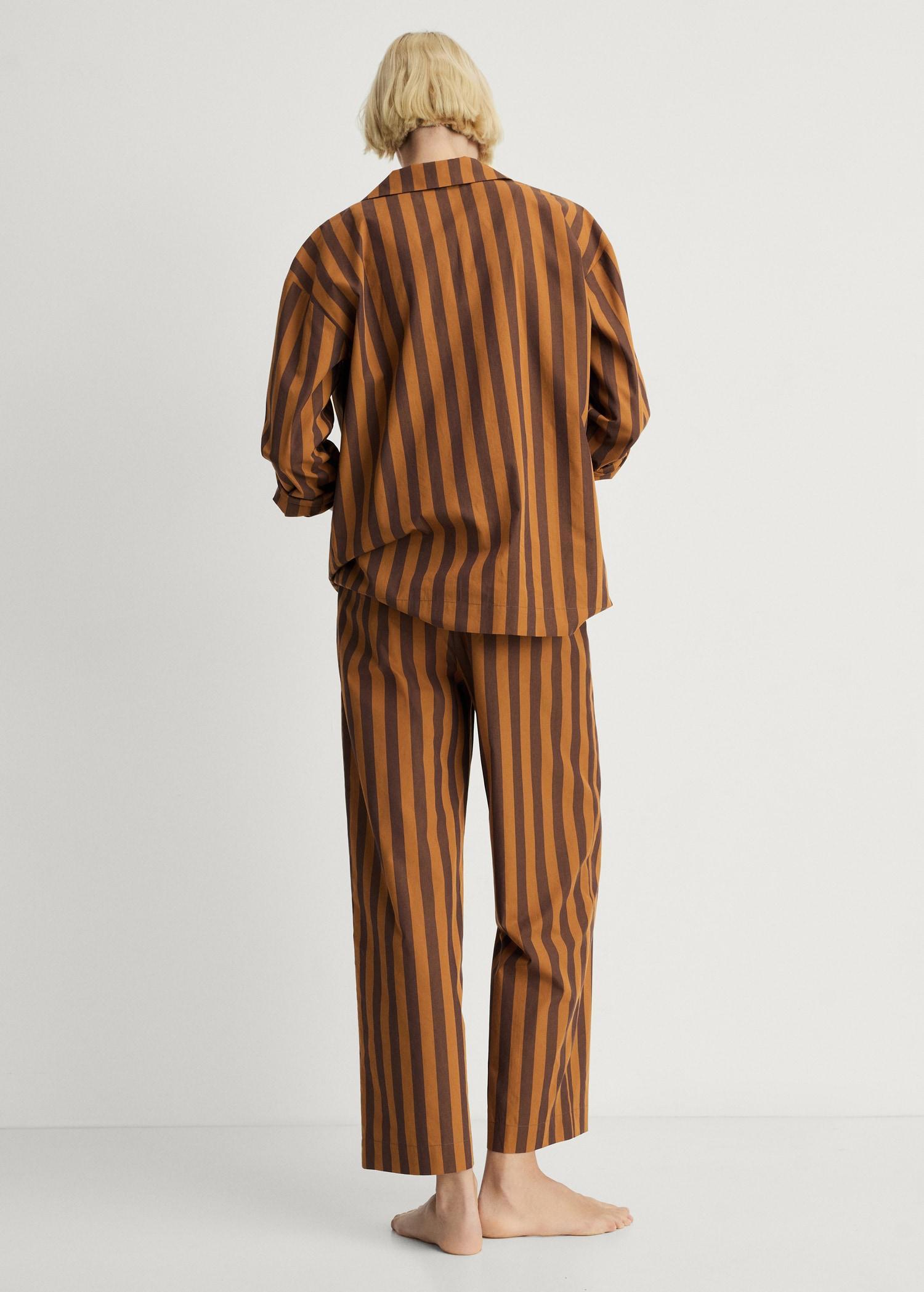 Woven two-tone striped pants - Women | MANGO USA Product Image