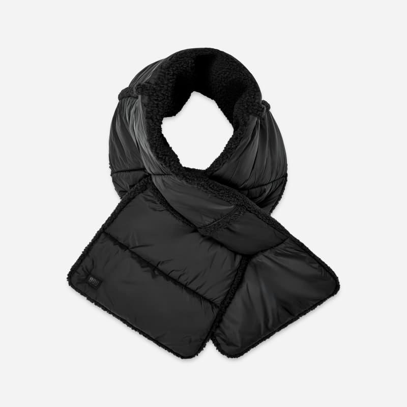 UGG Womens AW UGGfluff Rev Scarf Nylon/Fleece/Recycled Materials Scarves in Black Product Image