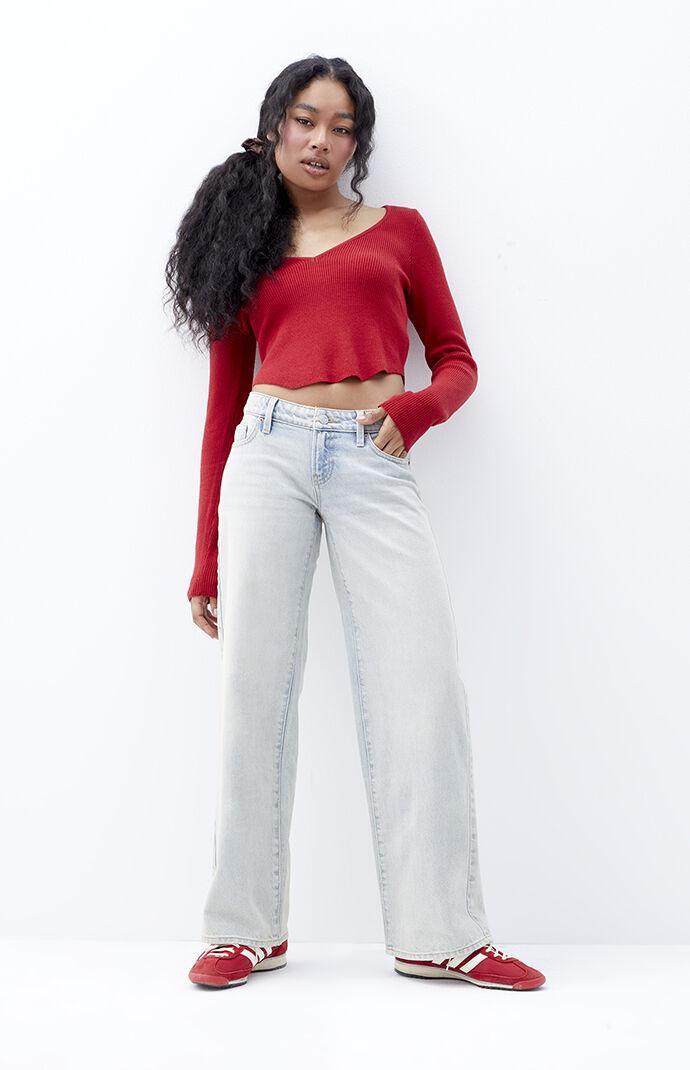 Women's Light Indigo Tint Low Rise Girlfriend Jeans Product Image