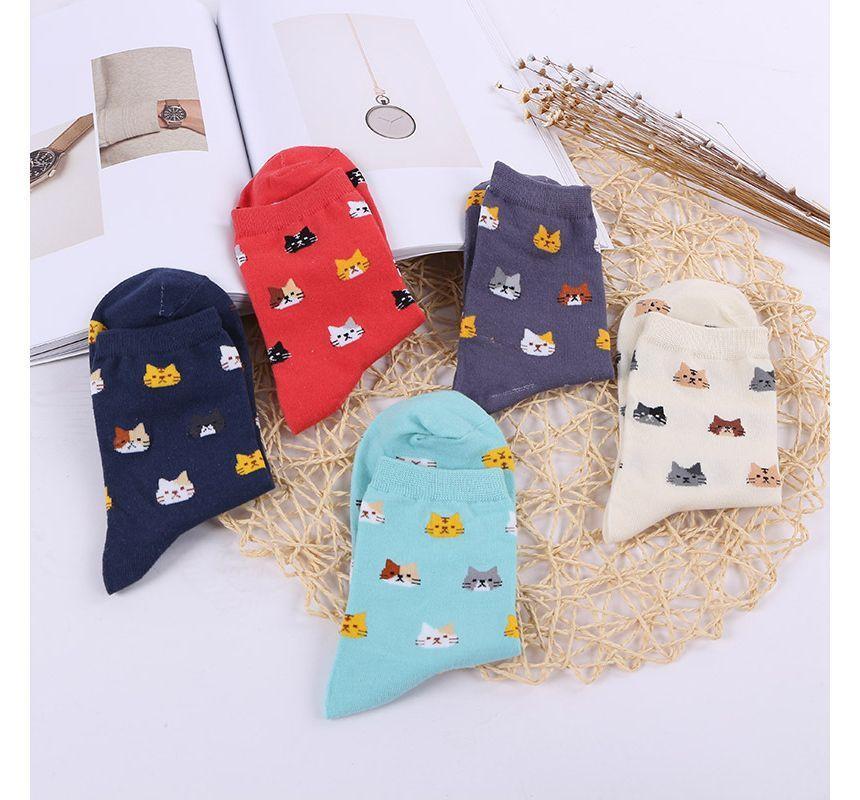 Cat Print Crew Socks / Set Product Image