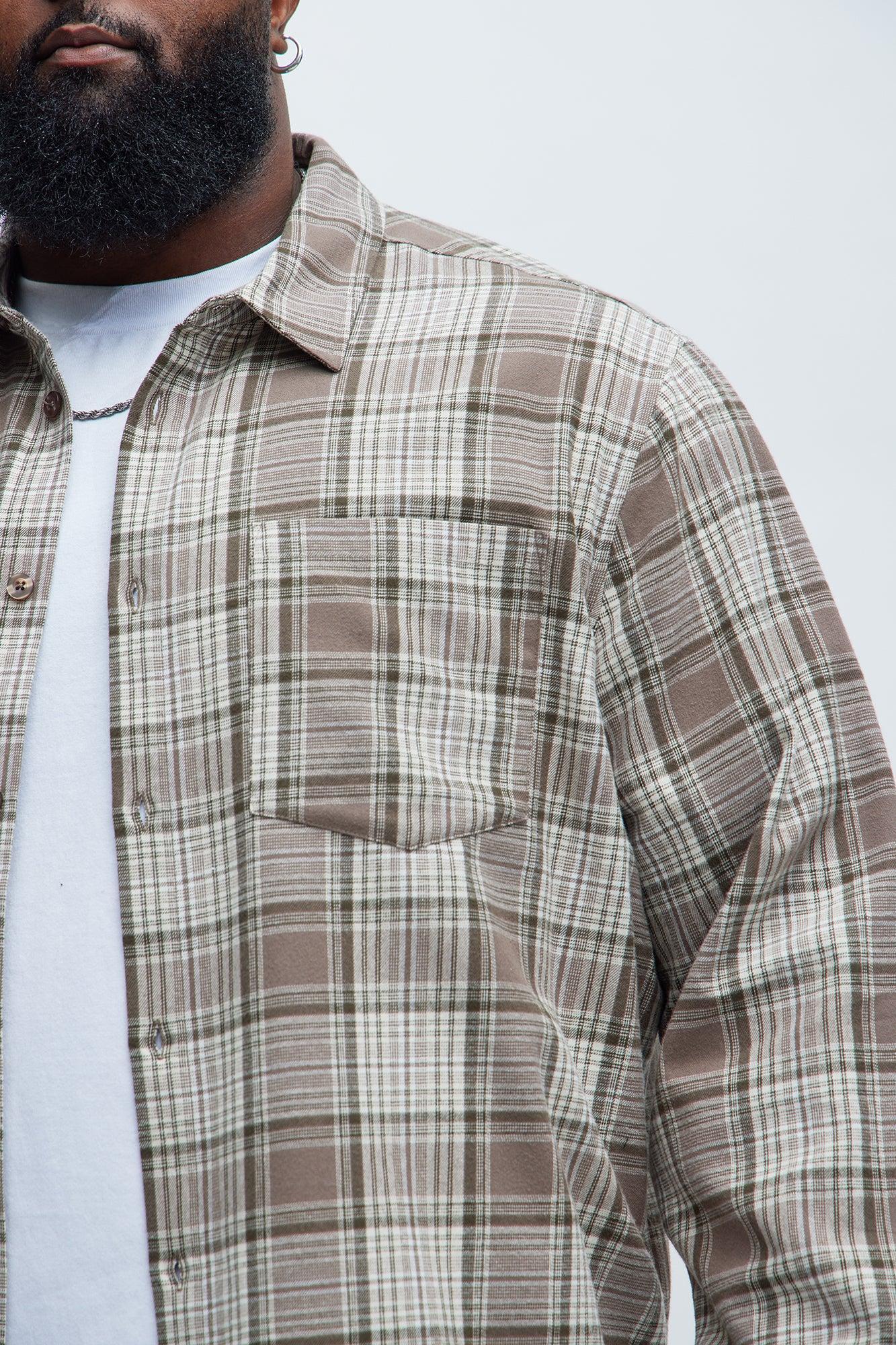 Delano Cropped Plaid Shirt - Taupe/combo Product Image