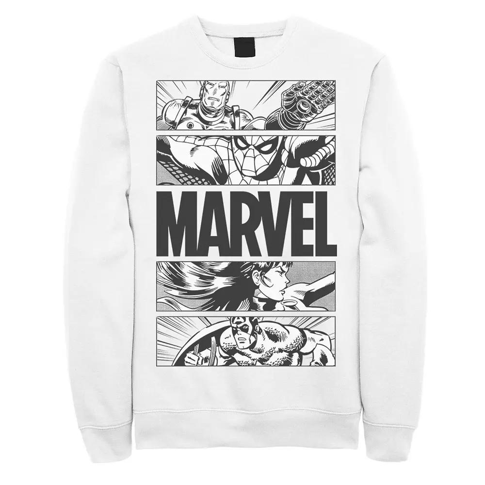 Men's Marvel Avengers Retro Action Panel Fill Sweatshirt, Boy's, Size: XXL, White Product Image