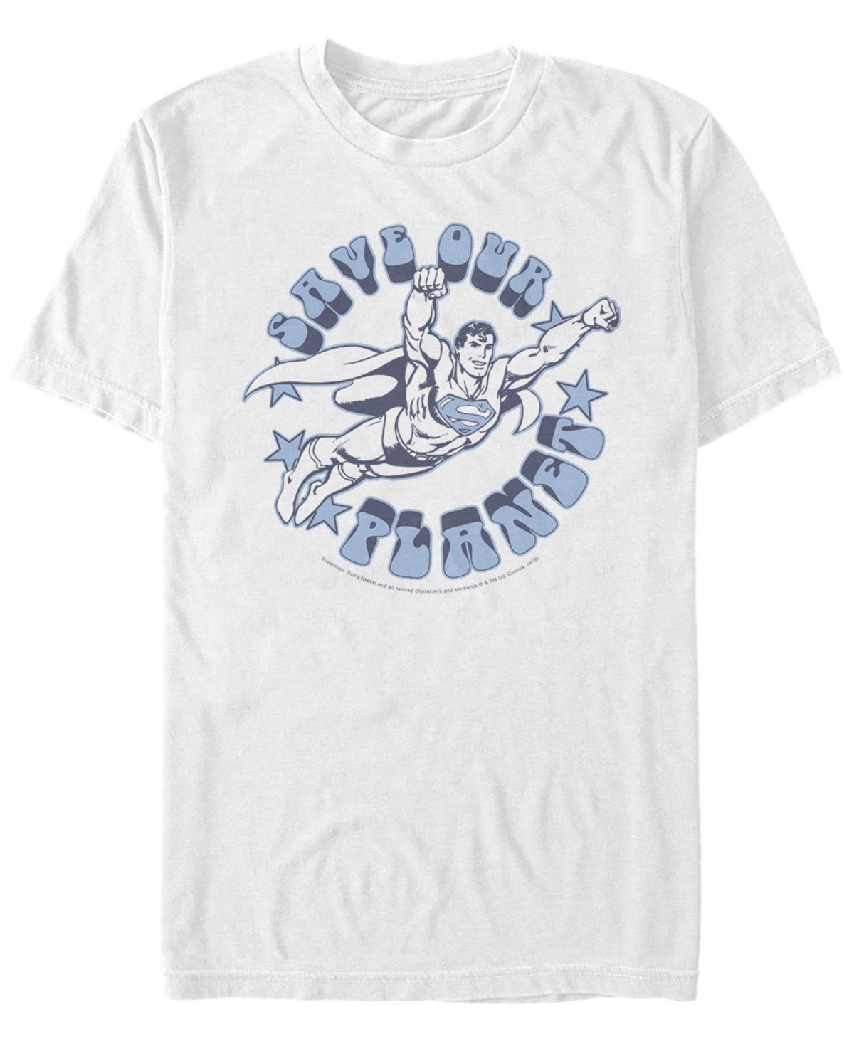 Men's DC Comics Superman Save Our Planet Circle Text Poster Graphic Tee, Size: Medium, White Product Image