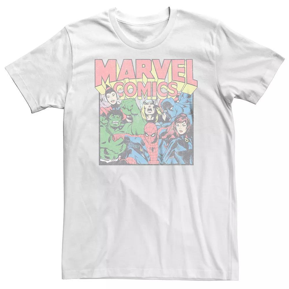 Big & Tall Marvel Comics Vintage Superheroes Tee, Men's, Size: XXL Tall, White Product Image