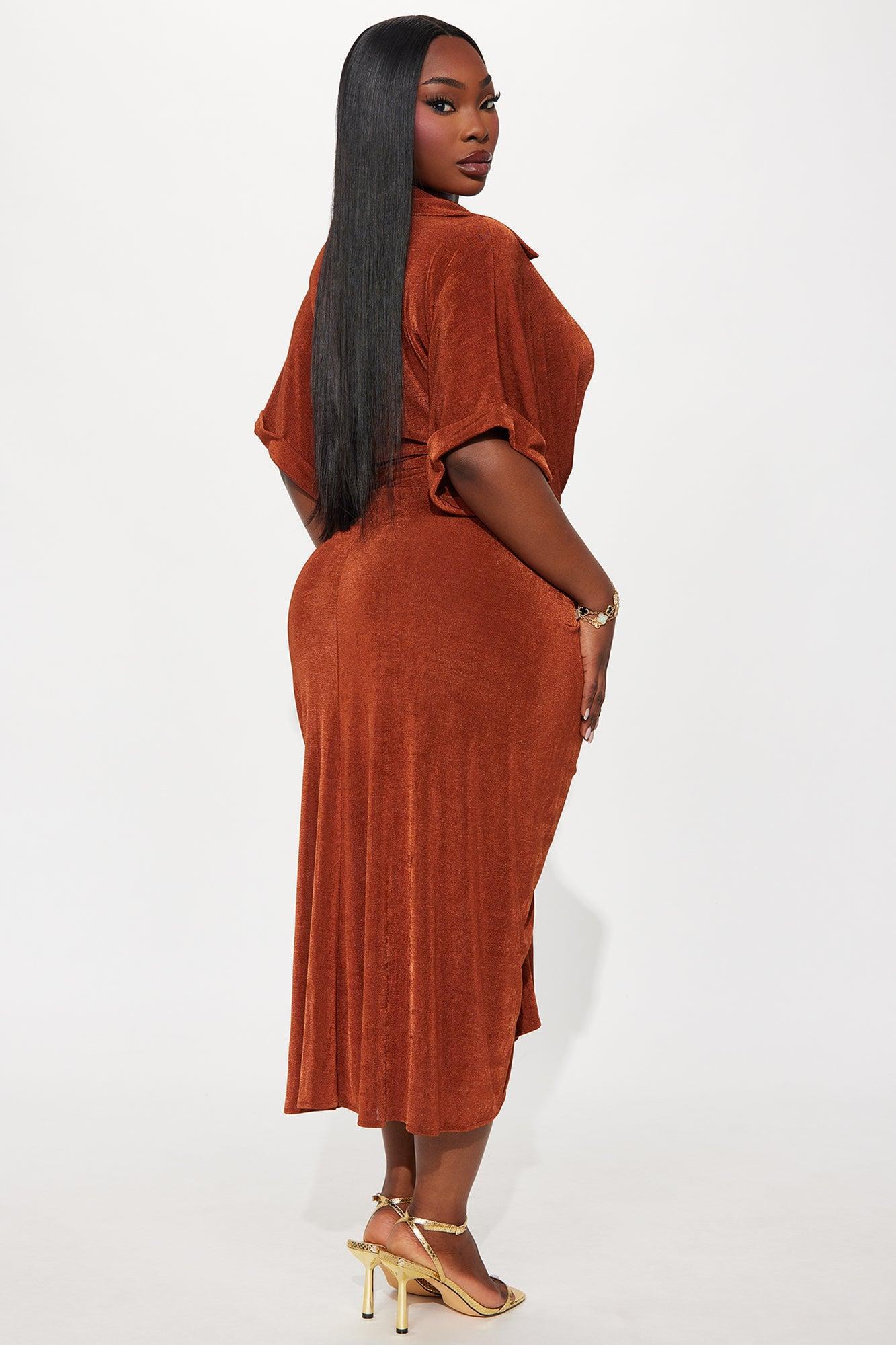 City Mood Slinky Midi Dress - Chocolate Product Image