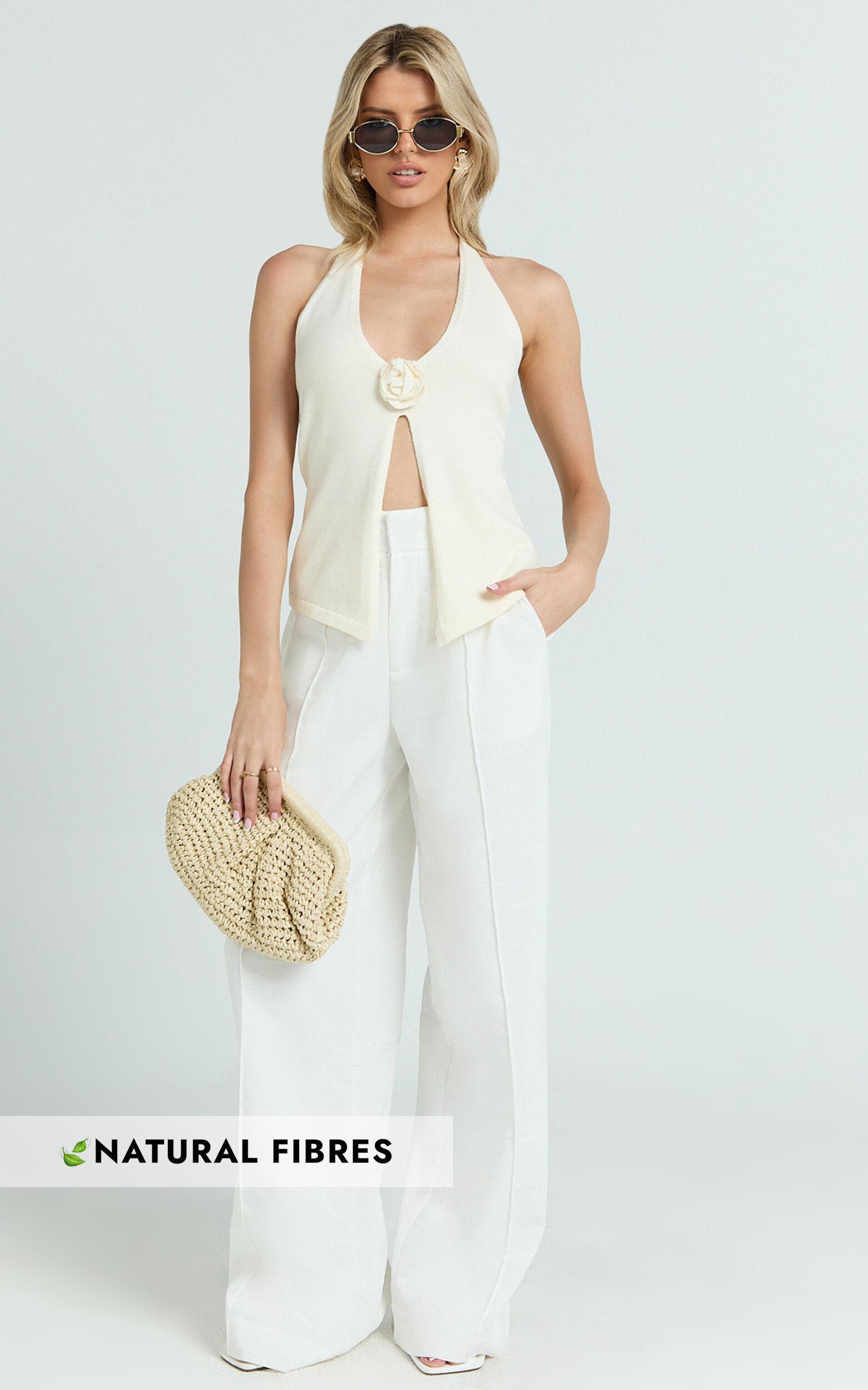 Juniper Pants - Linen Wide Leg Pants in White Product Image