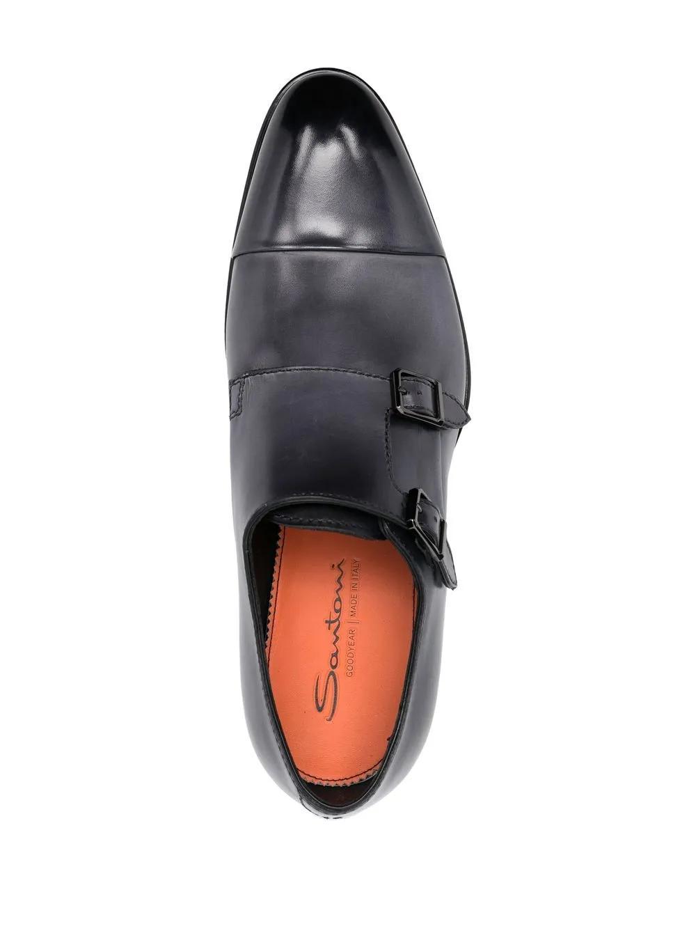double strap leather monk shoes Product Image