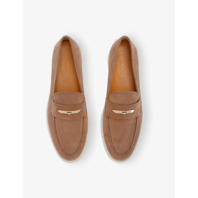 TOD'S Womens Tods Gomma Leggero Suede Loafers In Beige Product Image