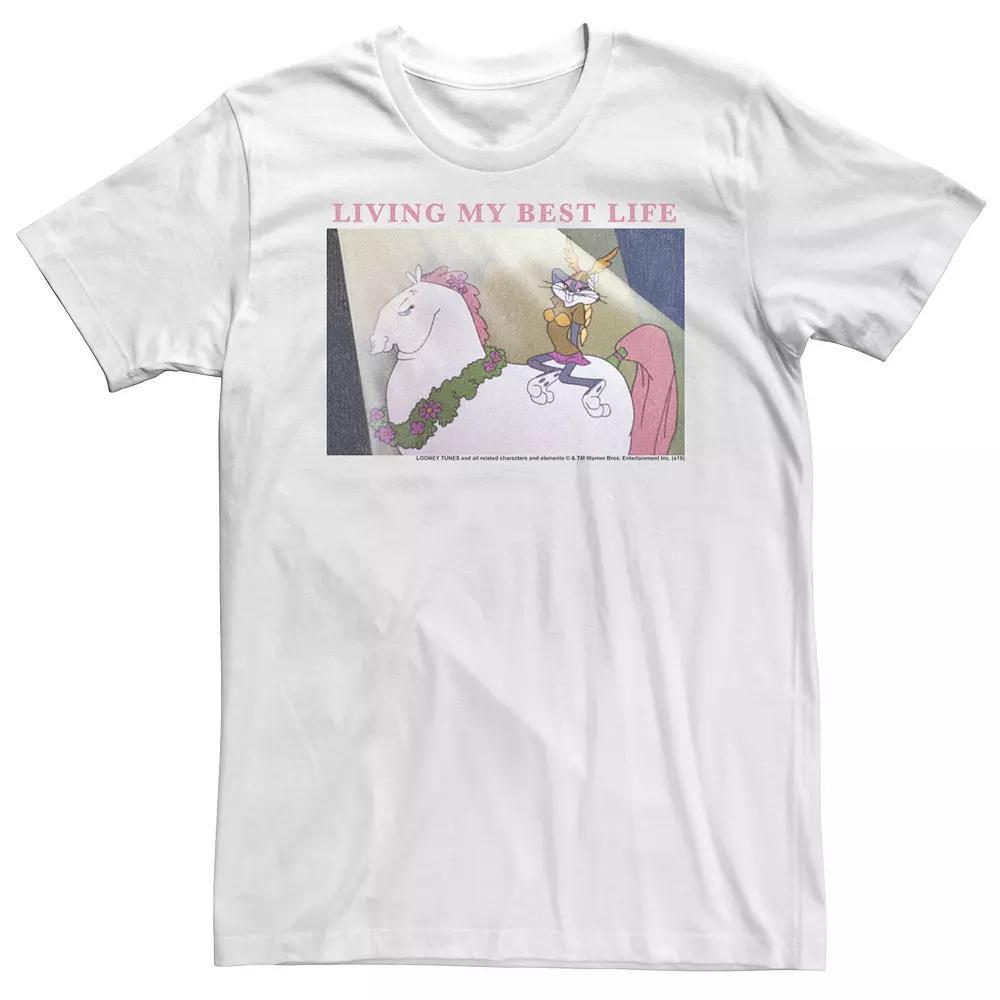 Big & Tall Looney Tunes Bugs Bunny Living My Best Life Tee, Men's, Size: 4XL Tall, White Product Image