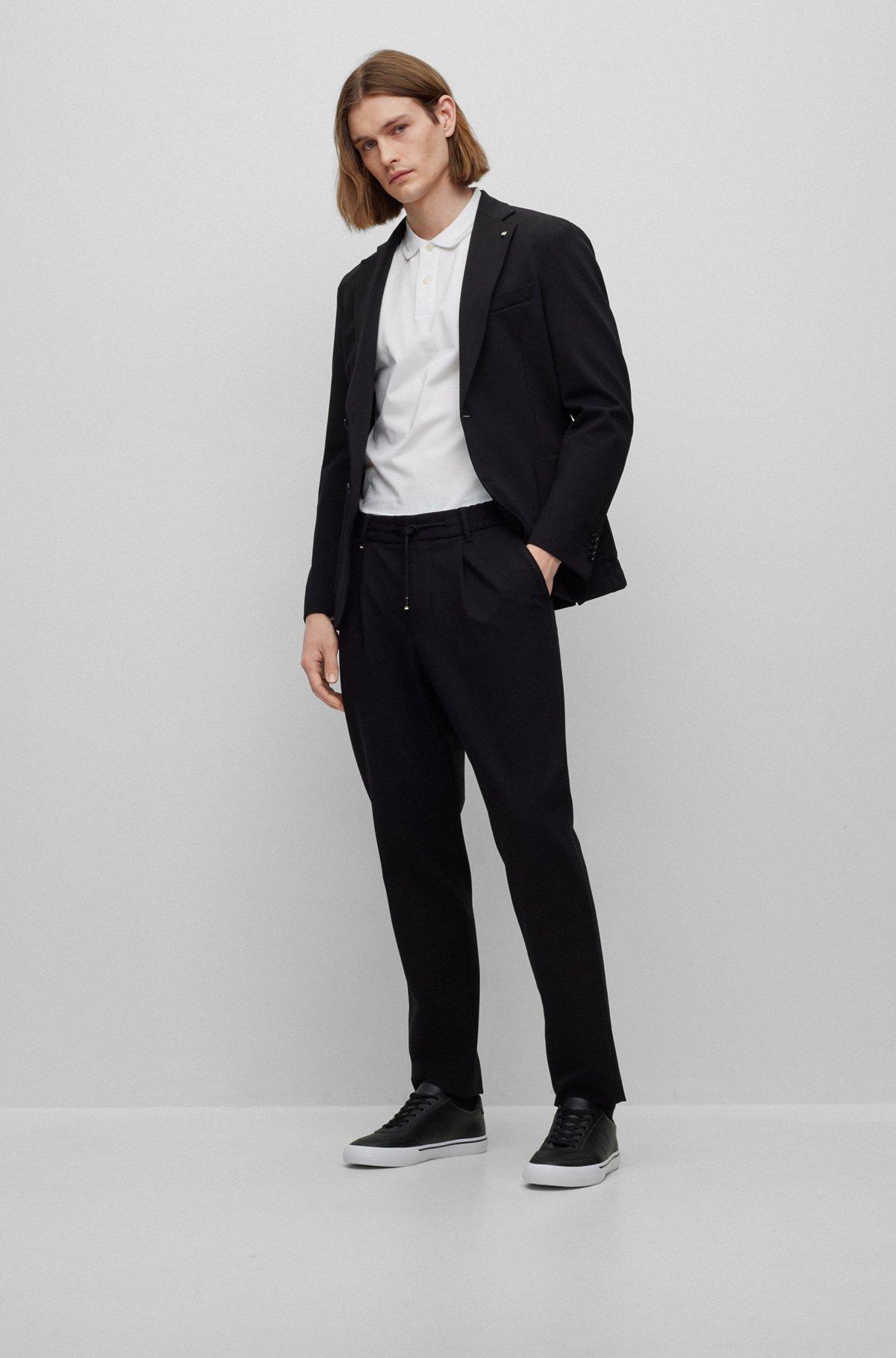 Interlock-cotton slim-fit polo shirt with jacquard stripes Product Image