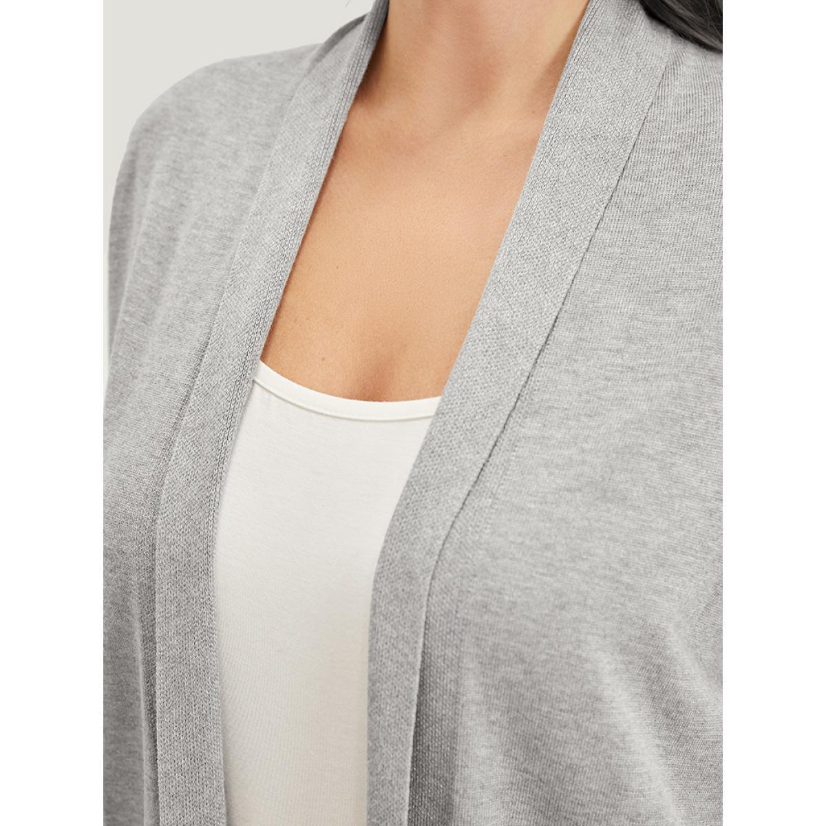 Plus Size Supersoft Essentials Plain Lapel Collar Patched Pocket Cardigan DarkGray Women Basics Loose Long Sleeve Everyday Cardigans BloomChic 18-20/2X Product Image