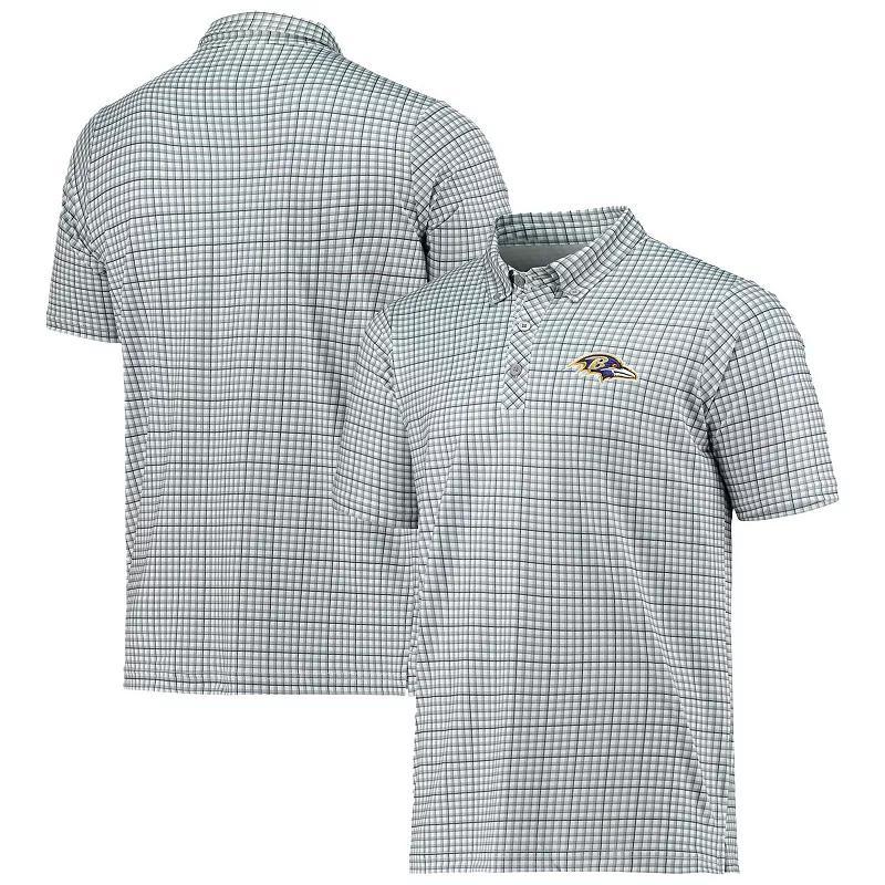 Mens Antigua Gray/Black Baltimore Ravens Deliver Button-Down Polo Product Image