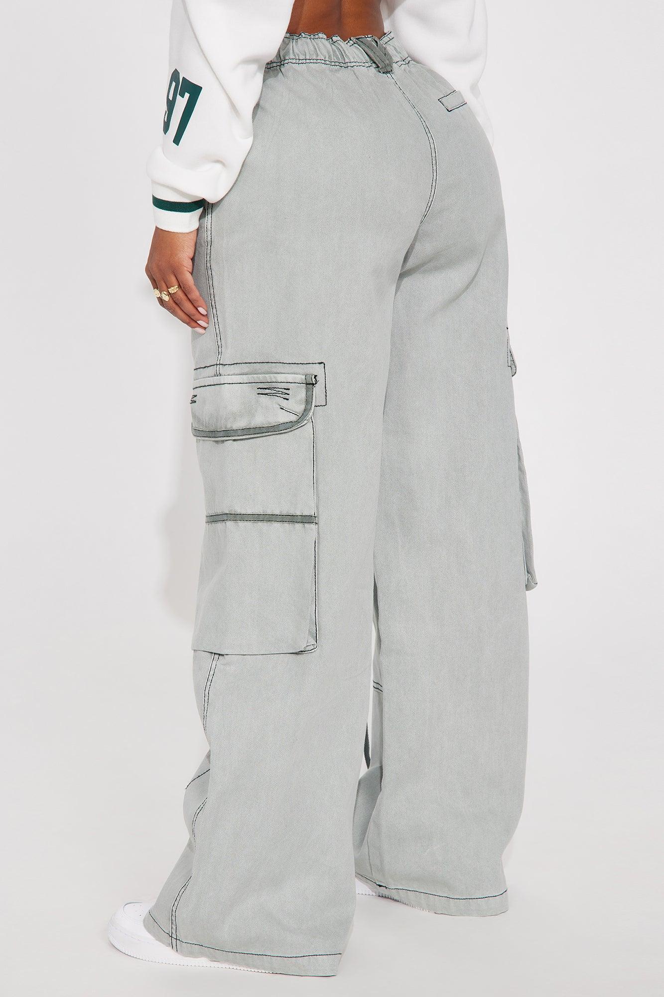 Think Twice Cargo Pant - Grey Product Image