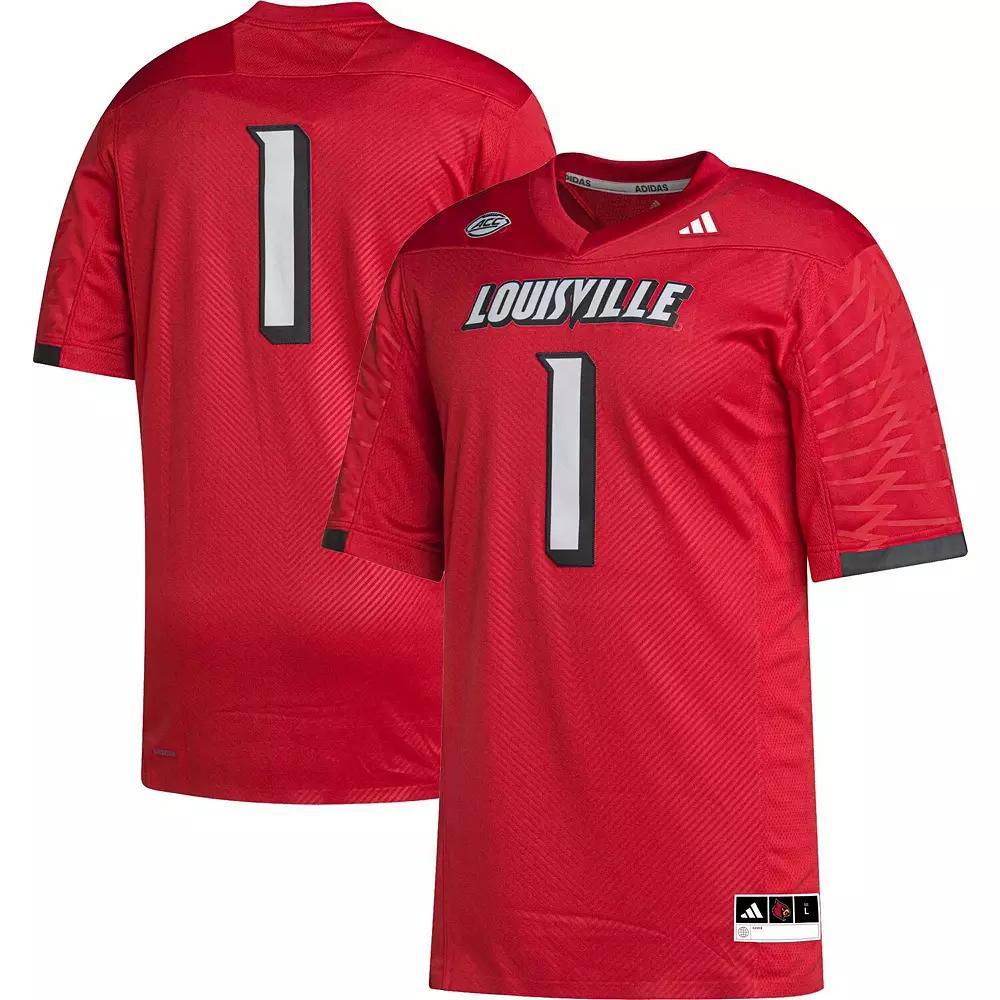 Men's adidas #1 Cardinal Louisville Cardinals Premier Jersey, Size: Large, Red Product Image