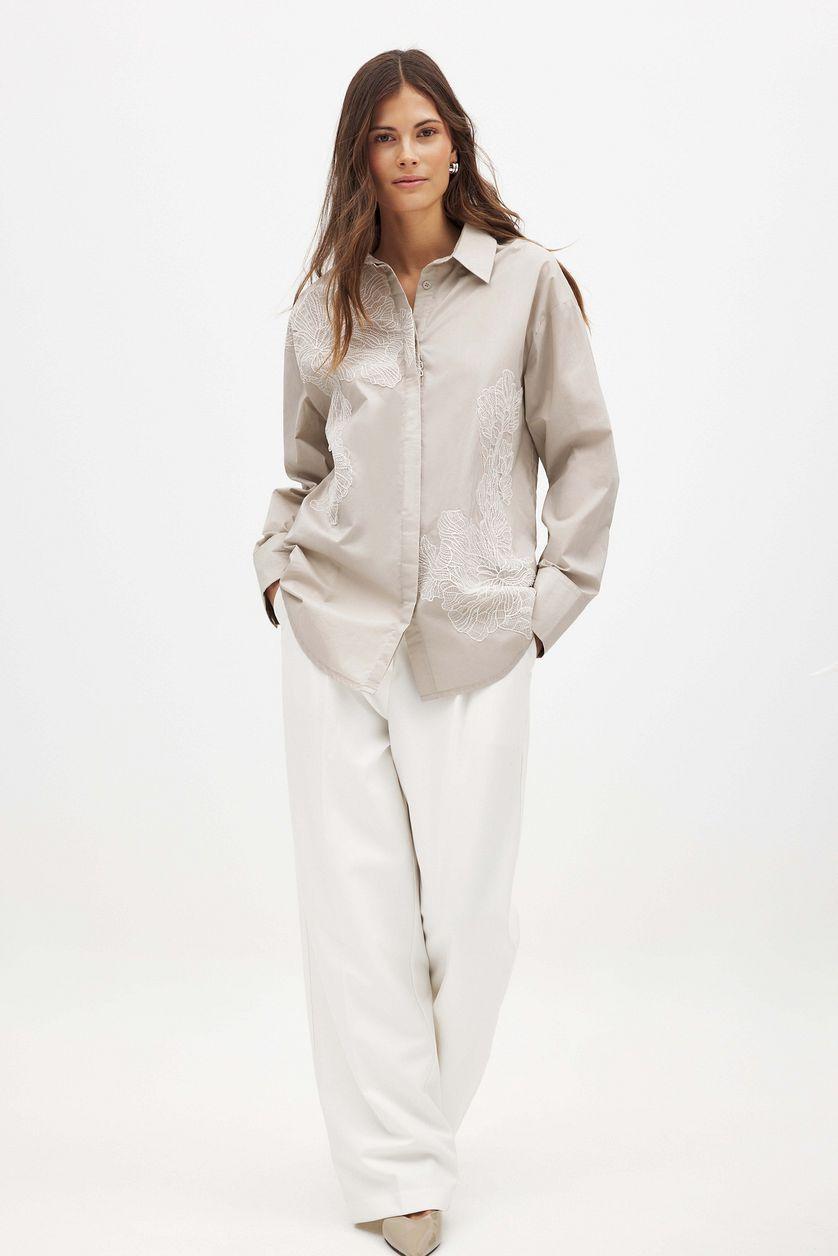Cotton Embroidered Lace Shirt Product Image