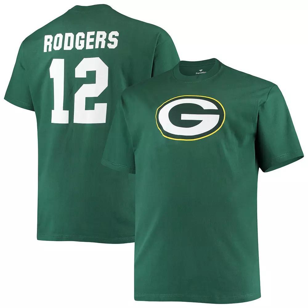 Men's Fanatics Branded Aaron Rodgers Green Green Bay Packers Big & Tall Player Name & Number T-Shirt, Size: 4XB Product Image