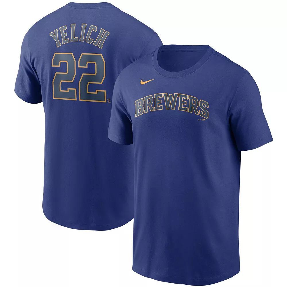 Men's Nike Christian Yelich Royal Milwaukee Brewers Name & Number T-Shirt, Size: Medium, Blue Product Image