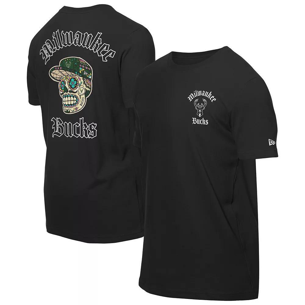 Men's New Era Black Milwaukee Bucks Sugar Skulls T-Shirt, Size: Small Product Image