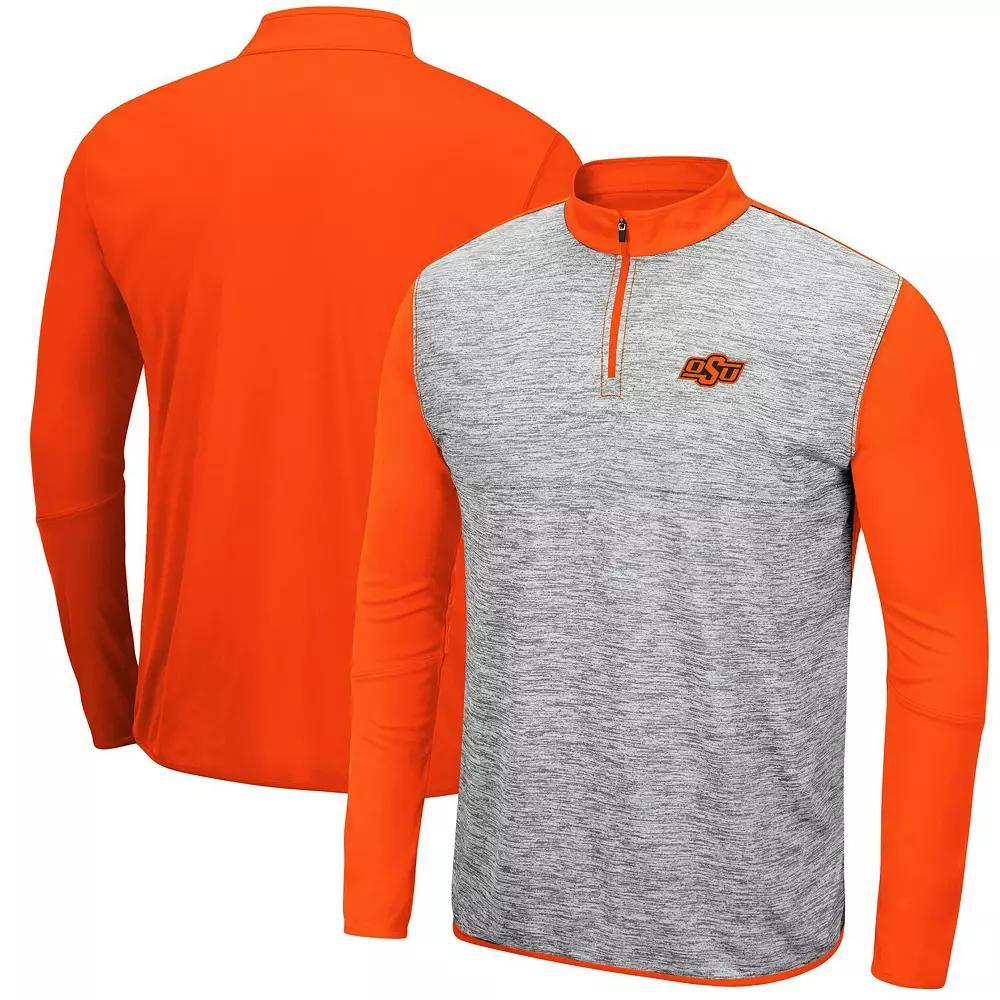 Men's Colosseum Heathered Gray/Orange Oklahoma State Cowboys Prospect Quarter-Zip Jacket, Size: Medium, Grey Product Image