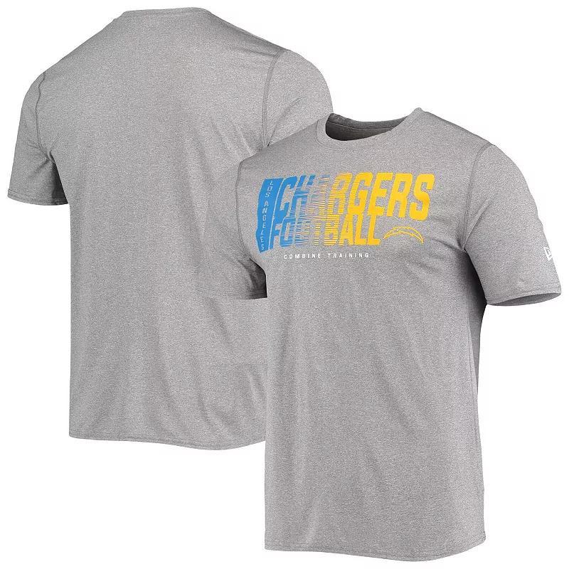 Mens New Era Heathered Gray Los Angeles Chargers Combine Authentic Game On T-Shirt Product Image
