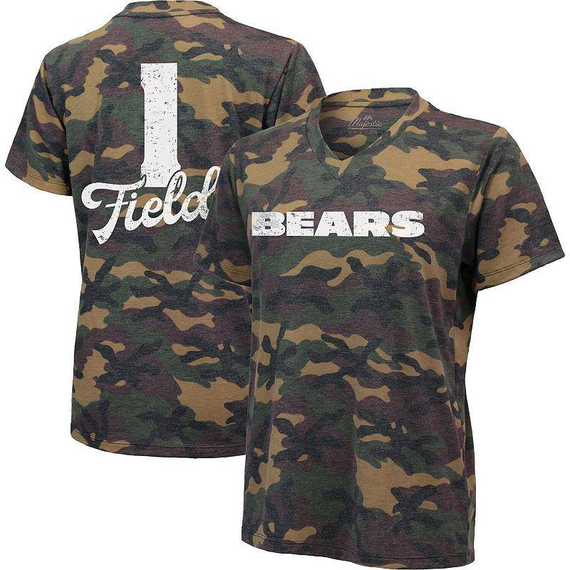 Womens Justin Fields Camo Chicago Bears Name & Number V-Neck T-Shirt Product Image