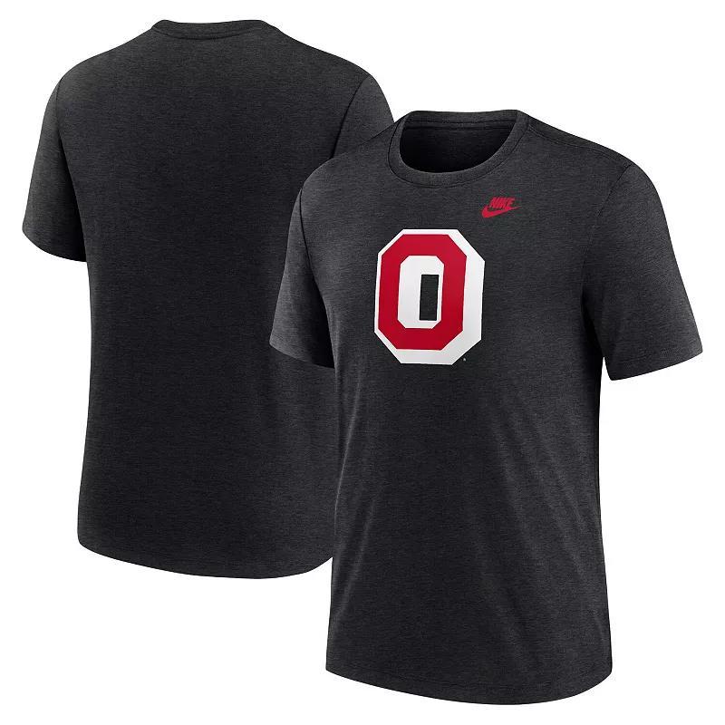 Mens Nike Heather Gray Ohio State Buckeyes Blitz Evergreen Legacy Primary Tri-Blend T-Shirt Product Image
