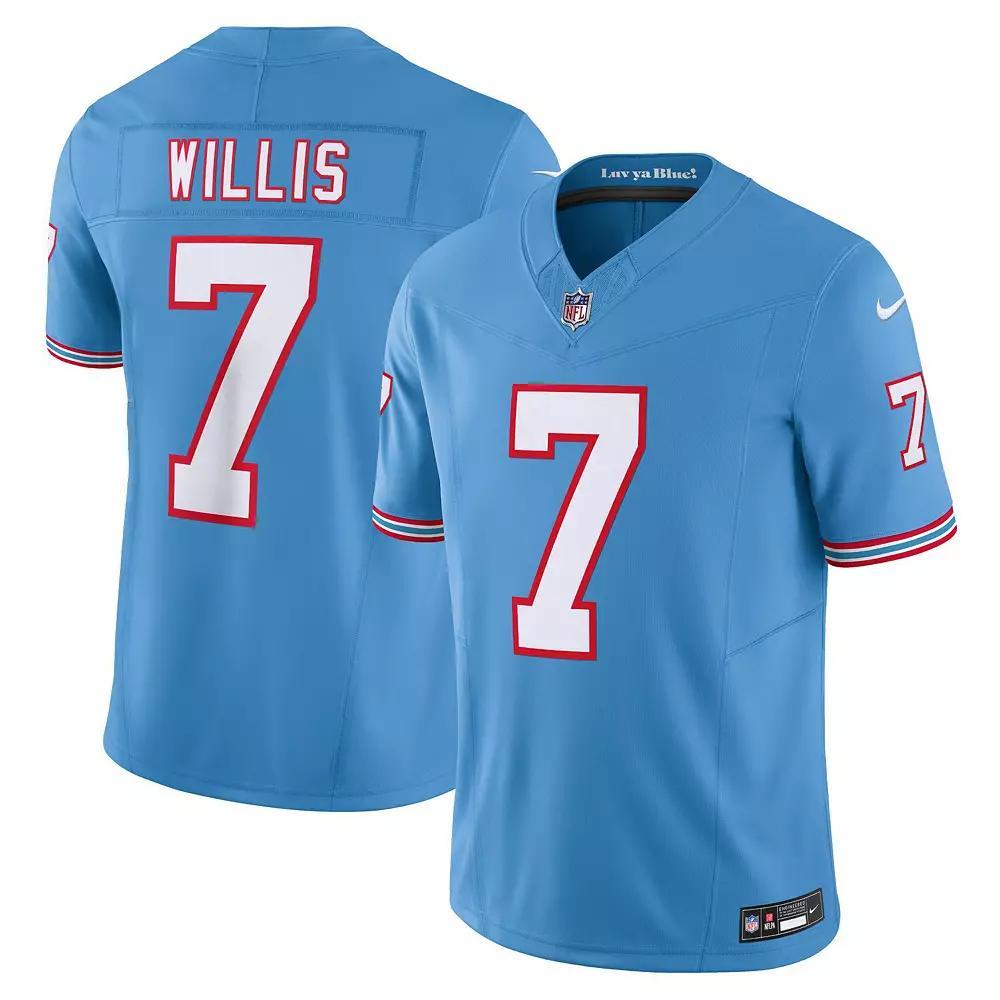 Mens Nike Malik Willis Blue Tennessee Titans Oilers Throwback Vapor F.U.S.E. Limited Jersey Product Image