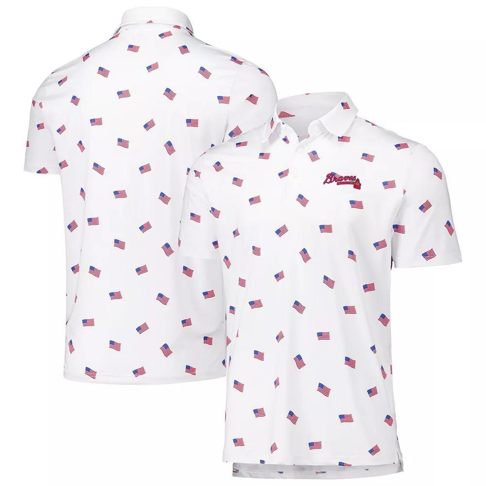 Men's Antigua White Atlanta Braves  Americana Polo, Size: Small Product Image