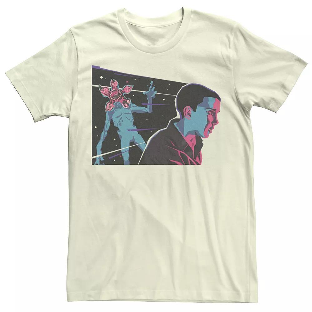 Men's Stranger Things Day Eleven & Demogorgon Neon Tee, Size: Large, Natural Product Image