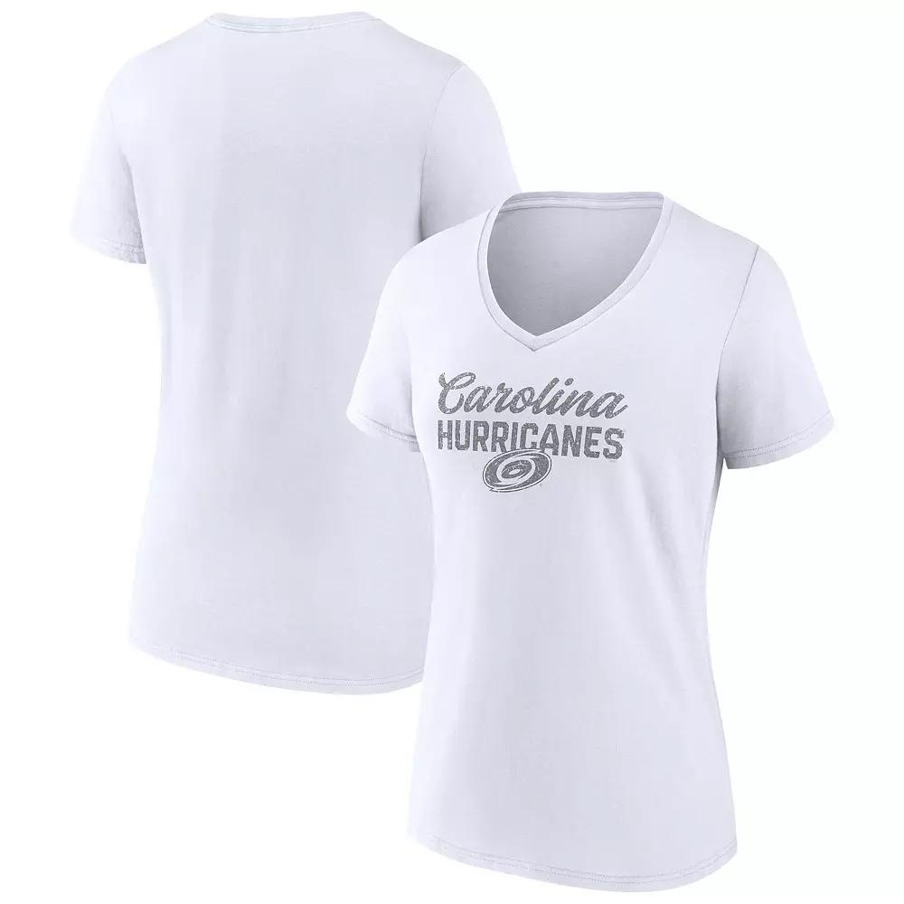 Women's Fanatics Carolina Hurricanes White Out V-Neck T-Shirt, Size: Small Product Image