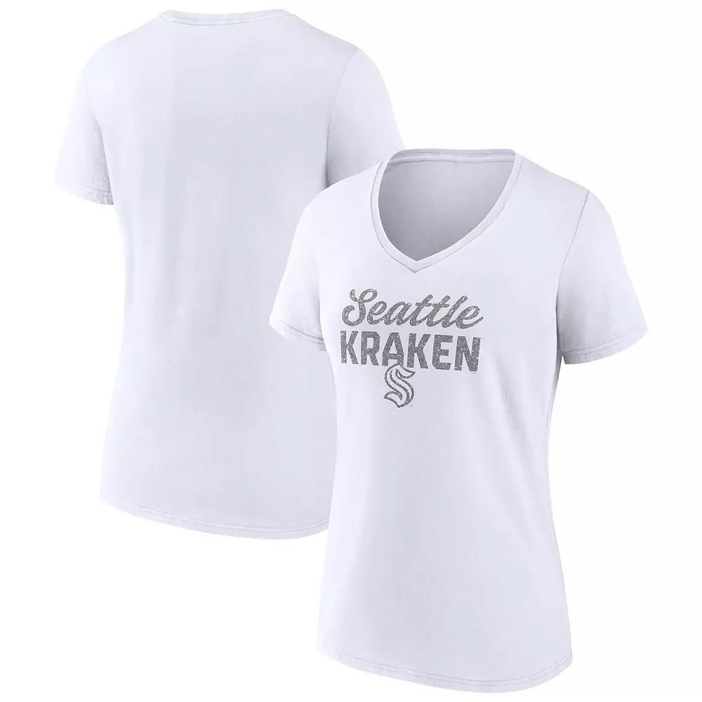 Women's Fanatics Seattle Kraken White Out V-Neck T-Shirt, Size: 2XL, Krk White Product Image