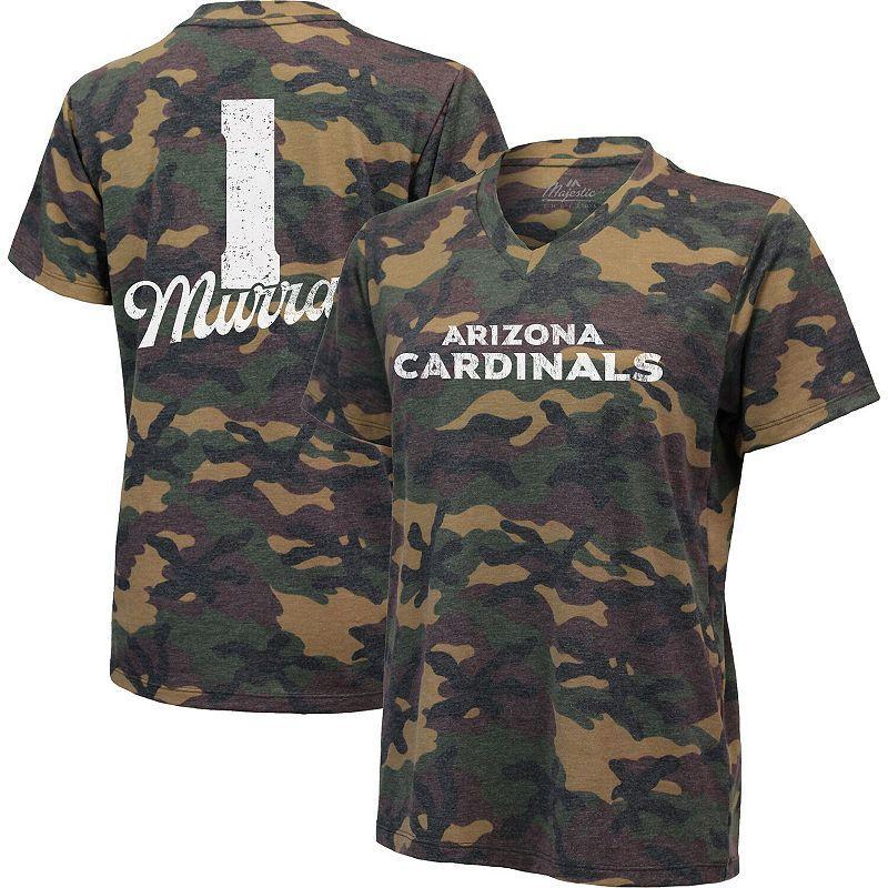 Women's Majestic Threads Kyler Murray Camo Arizona Cardinals Name & Number V-Neck Tri-Blend T-Shirt, Size: XL, Green Product Image