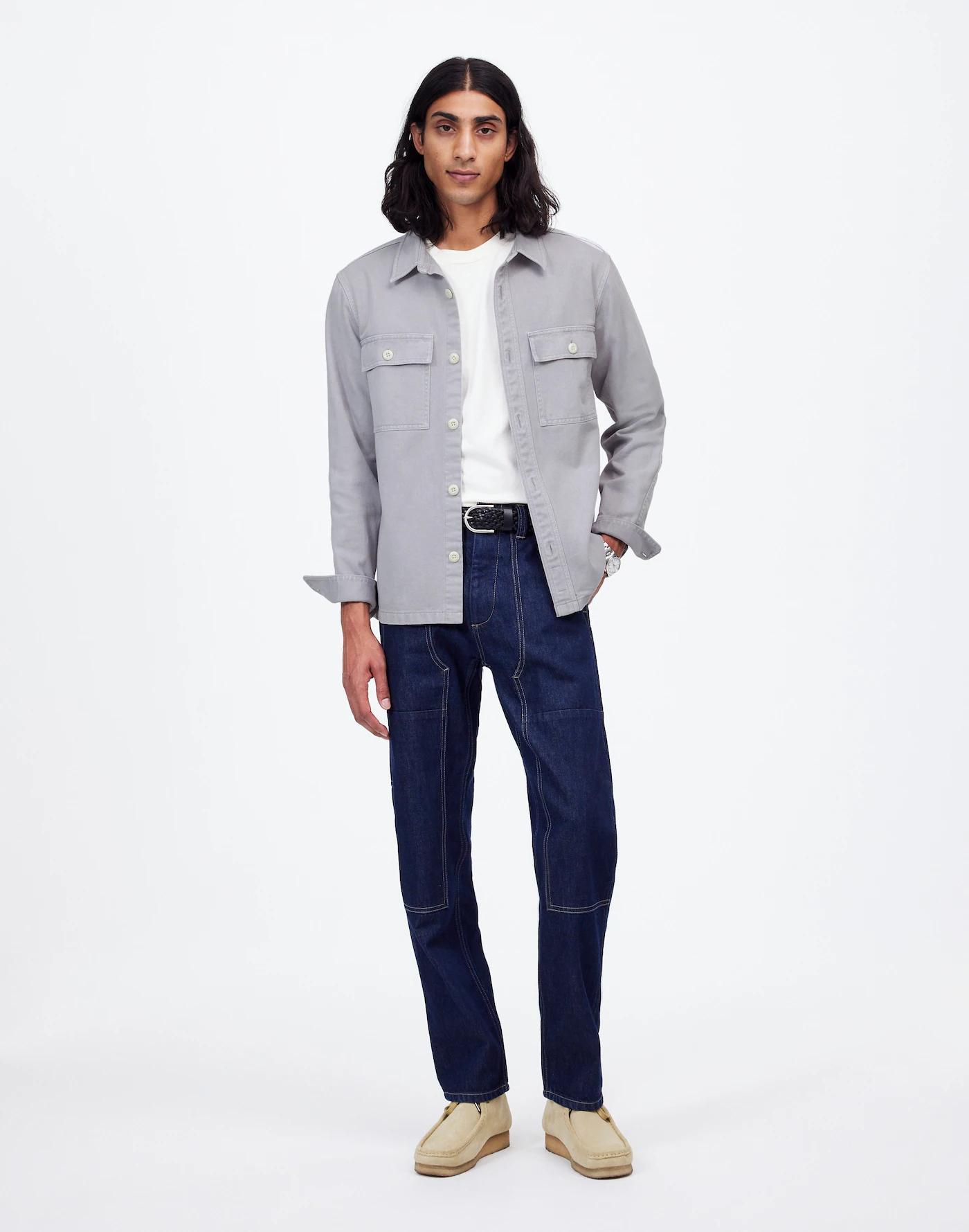 Garment-Dyed Straight-Hem Work Shirt Product Image