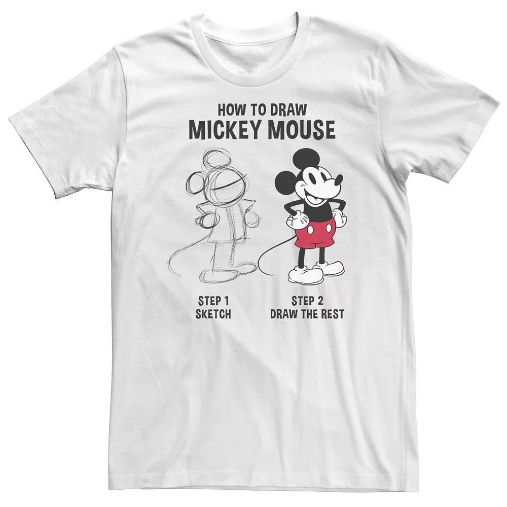 Big & Tall Disney Mickey Mouse How to Draw Mickey Tee, Men's, Size: 3XL Tall, White Product Image