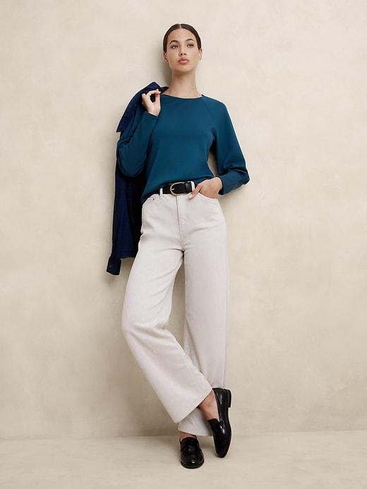 Soft Touch Scuba Raglan-Sleeve Top Product Image