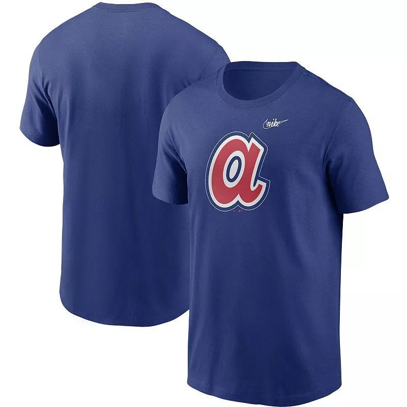 Men's Nike Royal Atlanta Braves Cooperstown Collection Logo T-Shirt, Size: Small, Blue Product Image
