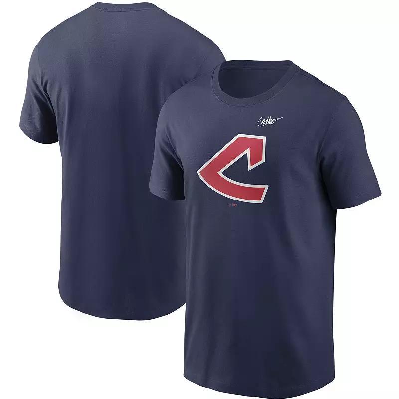 Mens Nike Cleveland Indians Cooperstown Collection Logo T-Shirt Blue Product Image