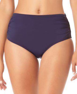 Anne Cole Women's Live In Color Convertible High Waist Shirred Swim Bottom in Black at Nordstrom, Size Large Product Image