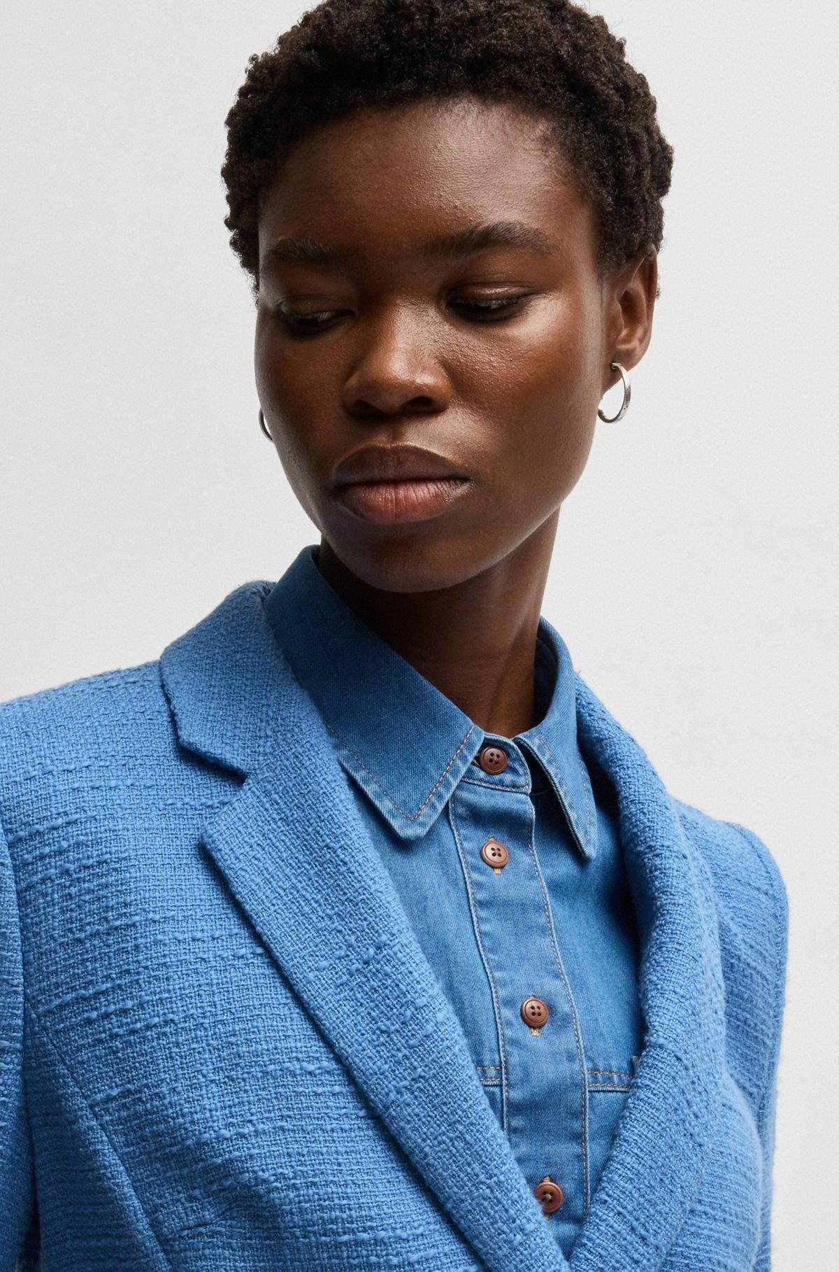 BOSS - Slim-fit blazer in tweed - Blue Product Image