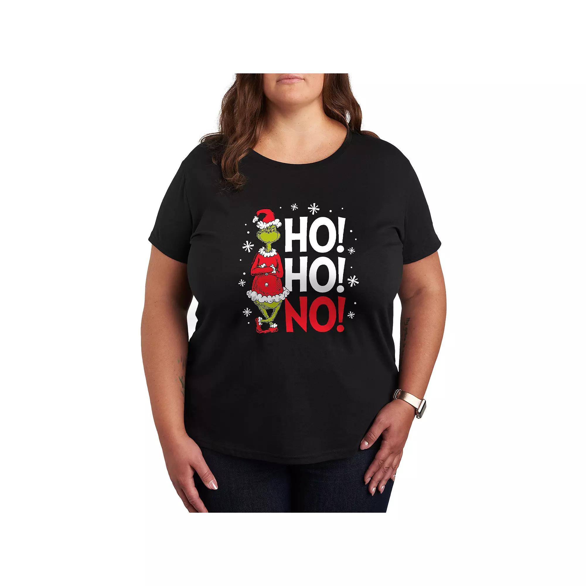 Plus Size Dr. Seuss Grinch Ho Ho No Graphic Tee, Women's, Size: 2XL, Heather Grey Product Image