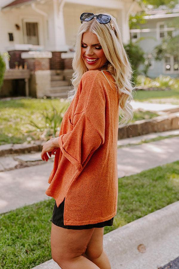 Vineyard Vibes Knit Top in Rust Curves Product Image