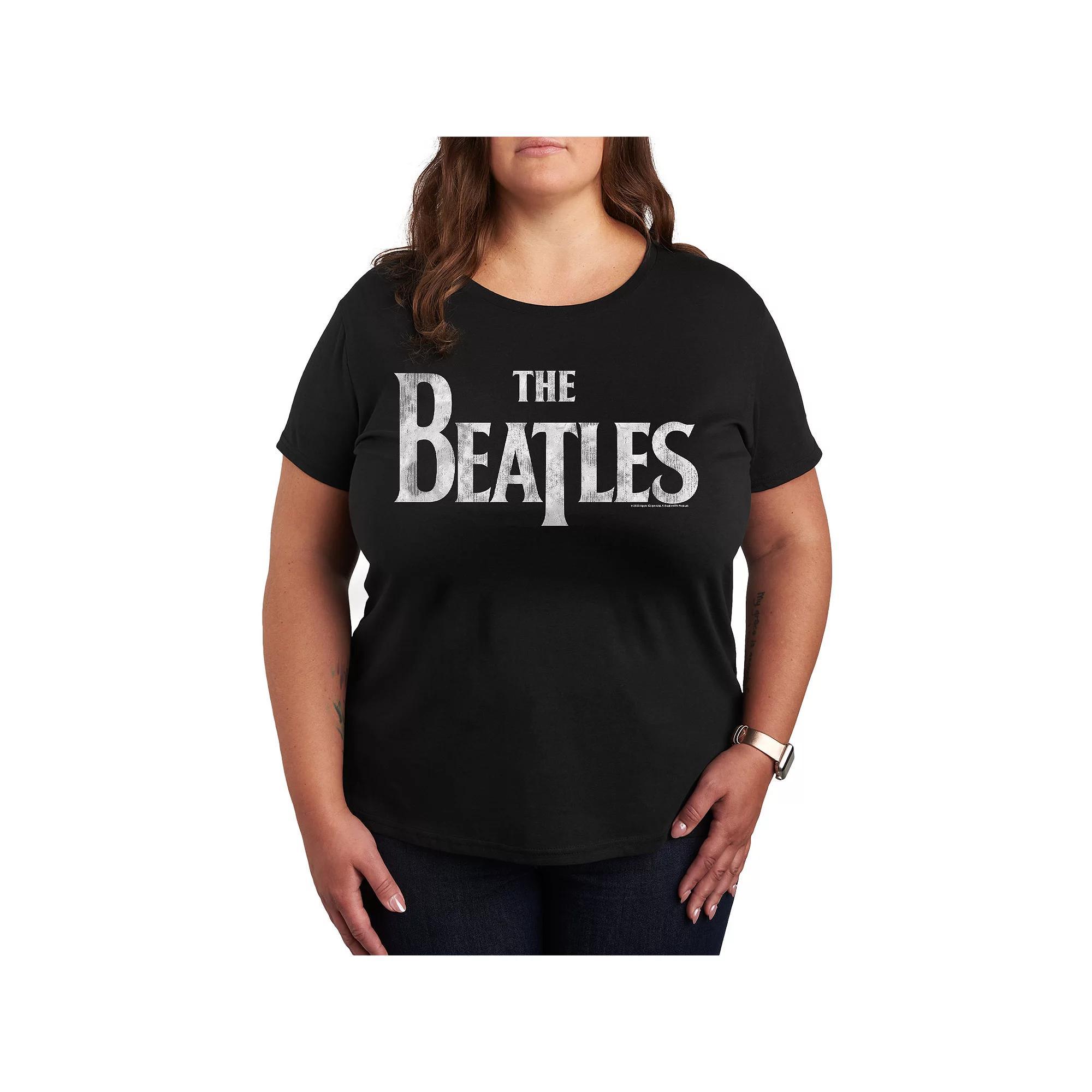 Plus Size The Beatles Logo Graphic Tee, Womens Heather Grey Product Image