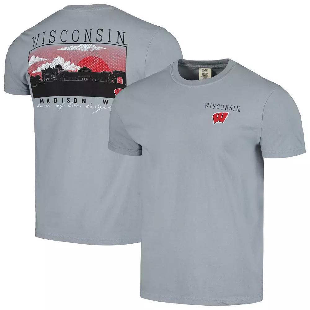 Men's Gray Wisconsin Badgers Campus Scene Comfort Colors T-Shirt, Size: XL, Grey Product Image