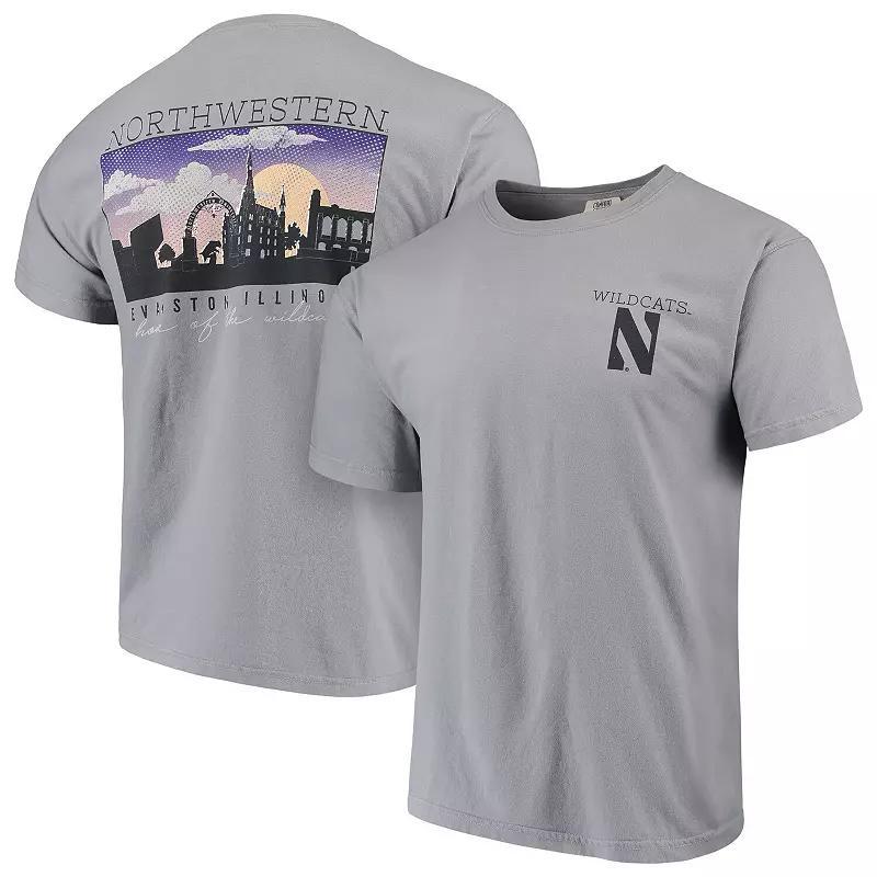 Mens Gray Northwestern Wildcats Comfort Colors Campus Scenery T-Shirt Product Image